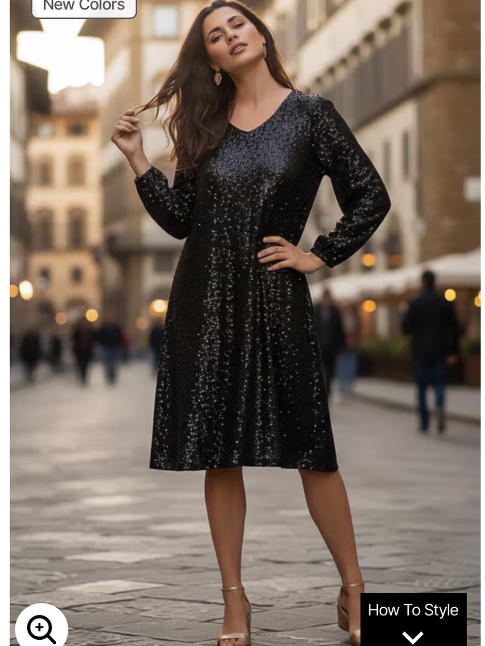 Black Sequin V-Neck, Swing Dress